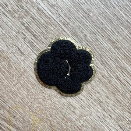 Black Paw Chenille Glitter Patch