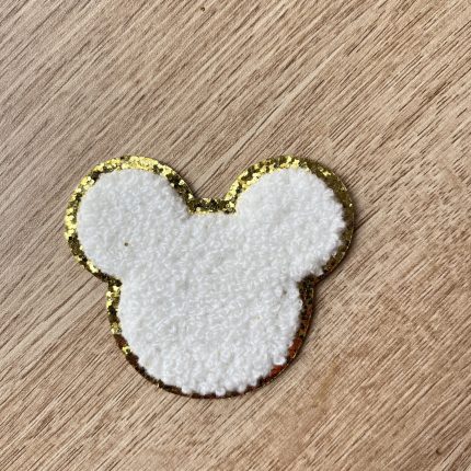 Chenille Mickey Mouse patch White