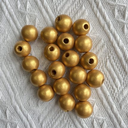 Gold Round Wood Beads
