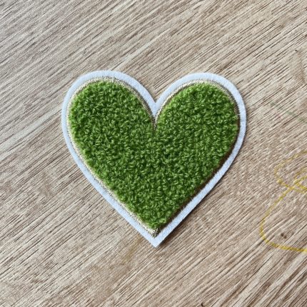 Green Chenille Heart Patch