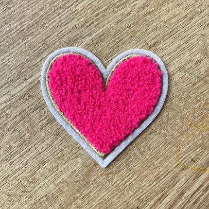 Hot Pink Chenille Heart Patch