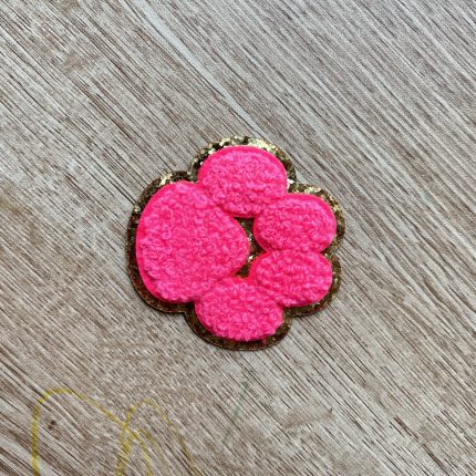 Hot Pink Paw Chenille Glitter Patch