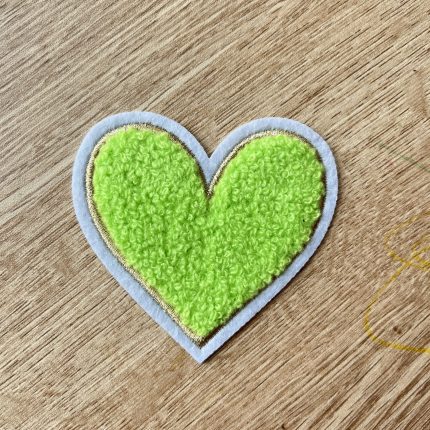 LIght Green Chenille Heart Patch