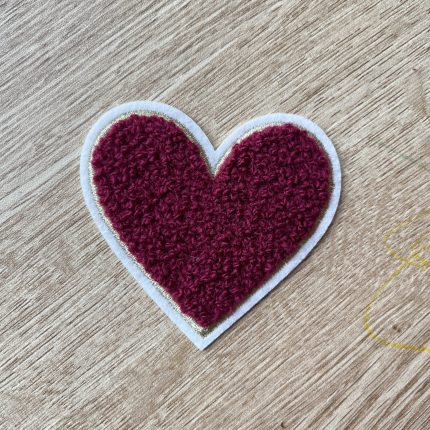 Maroon Chenille Heart Patch