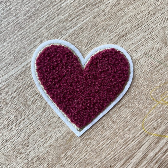 Maroon Chenille Heart Patch