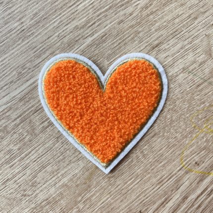Orange Chenille Heart Patch