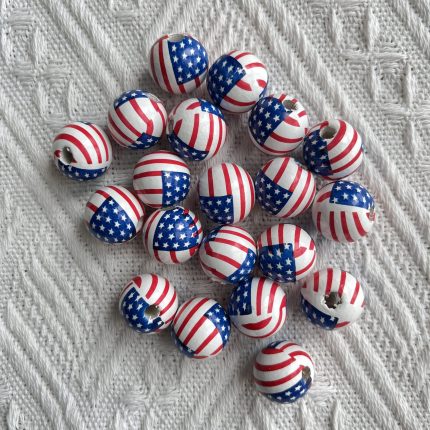 Patriotic American Flag wood beads