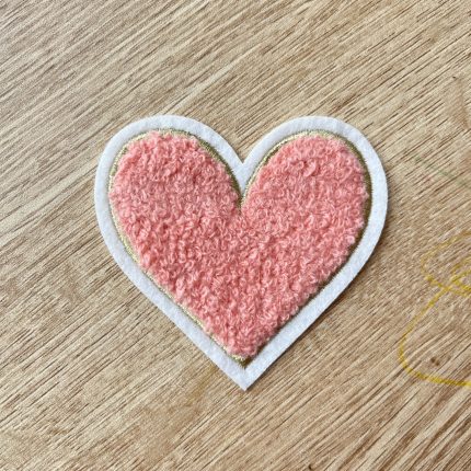 Peach Chenille Heart Patch