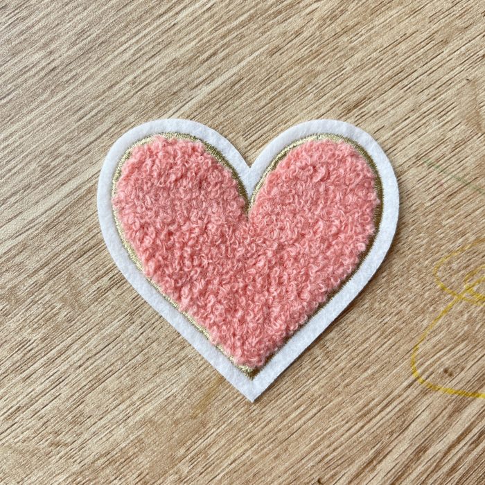Peach Chenille Heart Patch