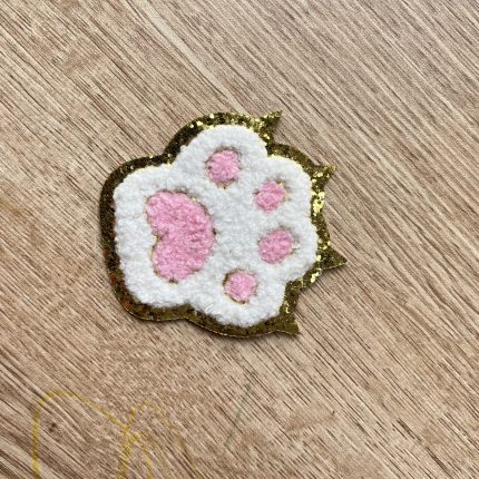 Pink Paw Chenille Glitter Patch