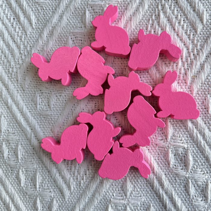 Pink Wood Easter Rabbit Beads