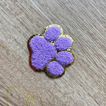 Purple Paw Chenille Glitter Patch