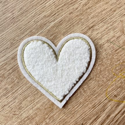 White Chenille Heart Patch