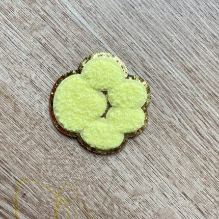 Yellow Paw Chenille Glitter Patch