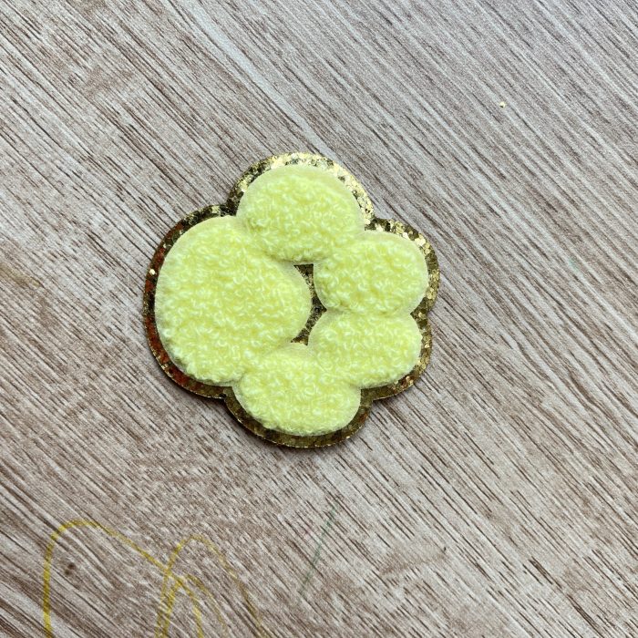 Yellow Paw Chenille Glitter Patch