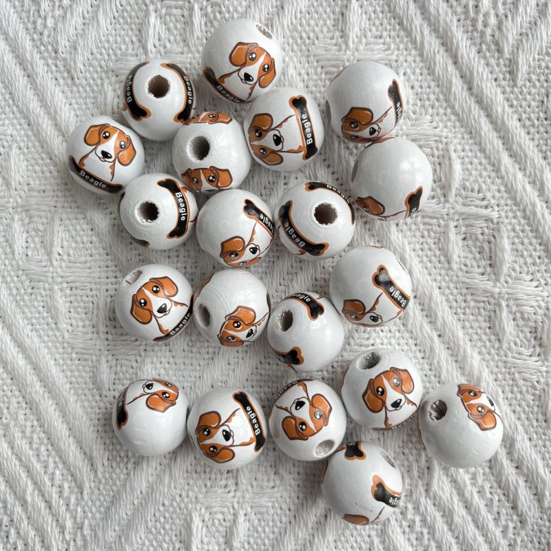 beagle dog wood bead