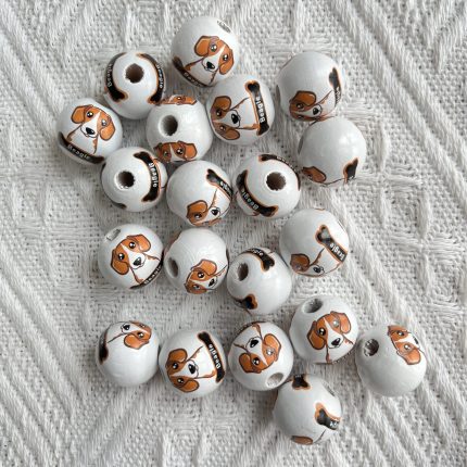 beagle dog wood bead