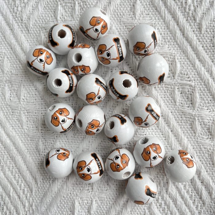 beagle dog wood bead