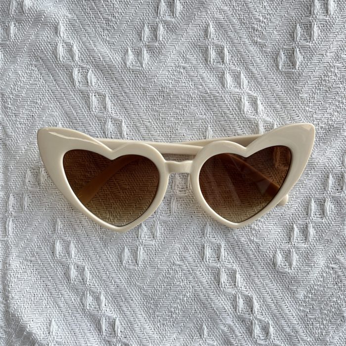 beige heart sunglasses
