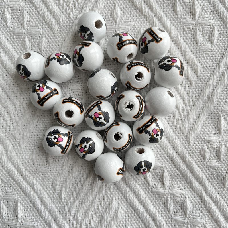 bernese mountain wood beads