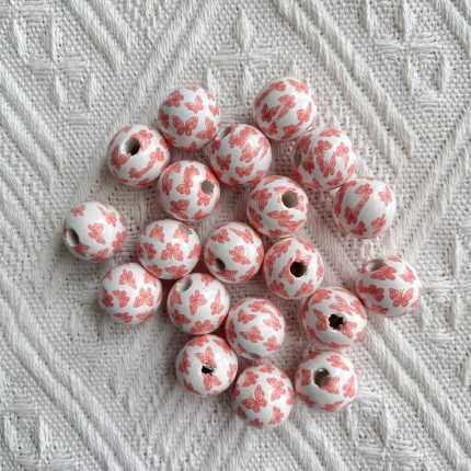butterfly print wood bead