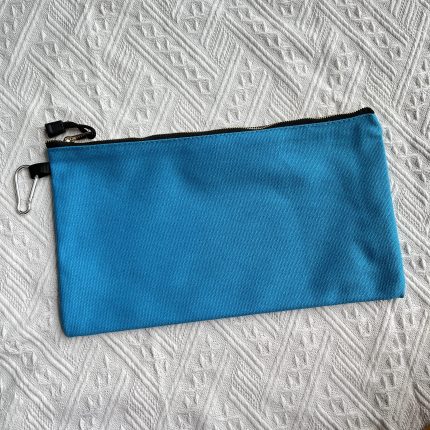 canvas makeup bag light blue