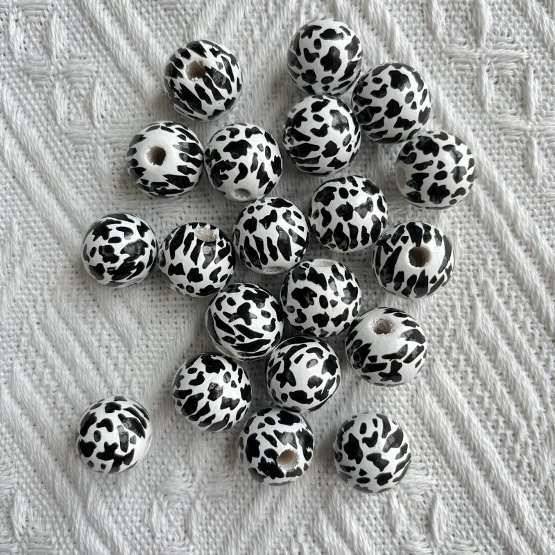 cow print Wood Beads