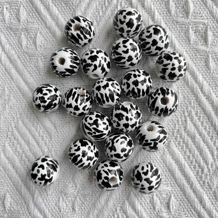 cow print Wood Beads