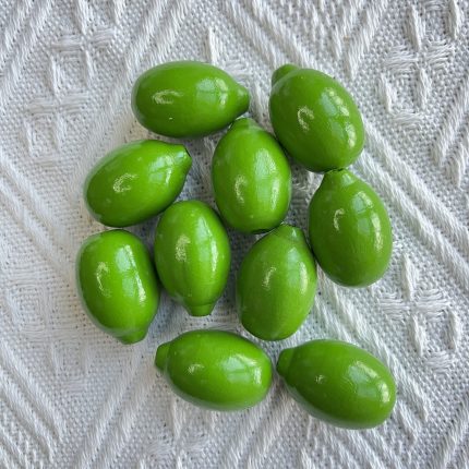 green lemon wood beads