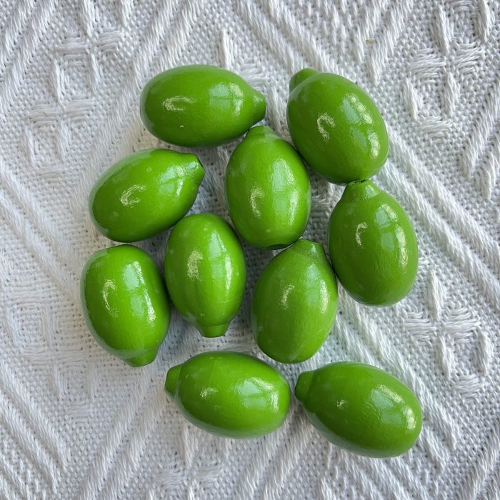 green lemon wood beads