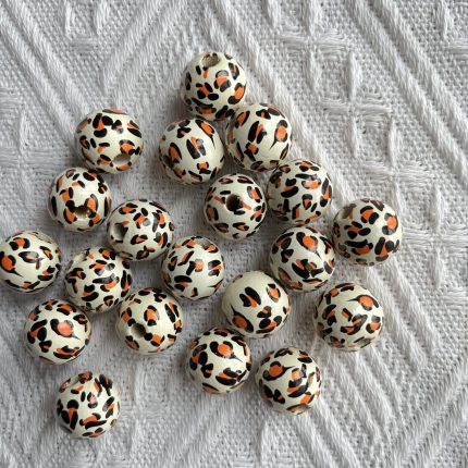 leopard print wood beads