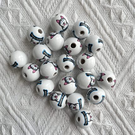 siberian husky pattern wood beads