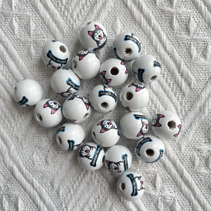 siberian husky pattern wood beads