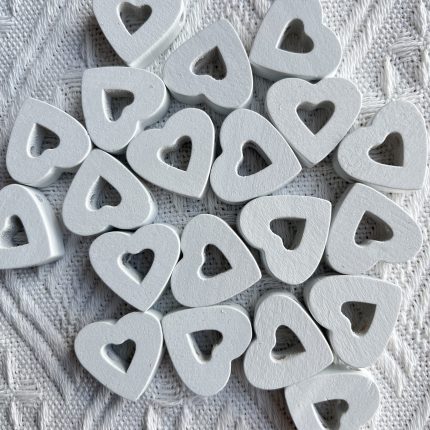 white wooden heart beads