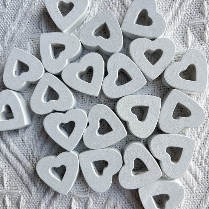 white wooden heart beads