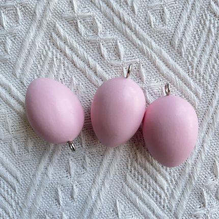 wood egg beads pink
