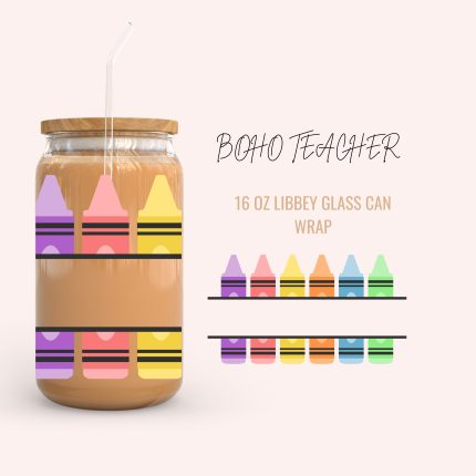 BOHO TEACHER 16oz uv dtf cup wraps