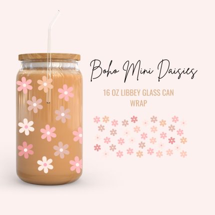 Boho Mini Daisies 16oz uv dtf cup wrap