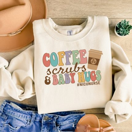 Coffee. Scrubs. Baby Hugs dtf transfer