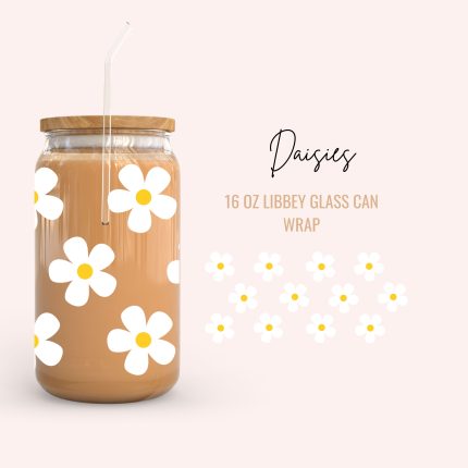 Daisies 16oz uv dtf cup wrap
