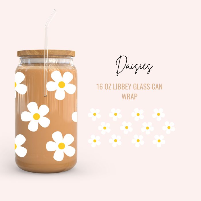 Daisies 16oz uv dtf cup wrap
