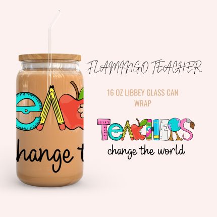 FLAMINGO TEACHER 16oz uv dtf cup wraps