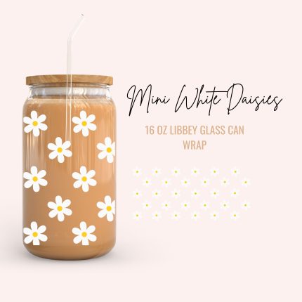 Mini White Daisies 16oz cup wrap