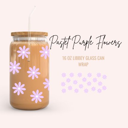 Pastel Purple Flowers 16oz cup wrap