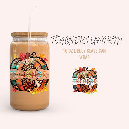 TEACHER PUMPKIN 16oz uv dtf cup wraps