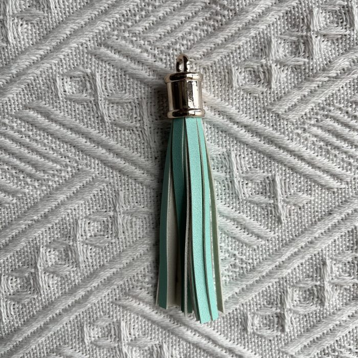Teal leather tassels