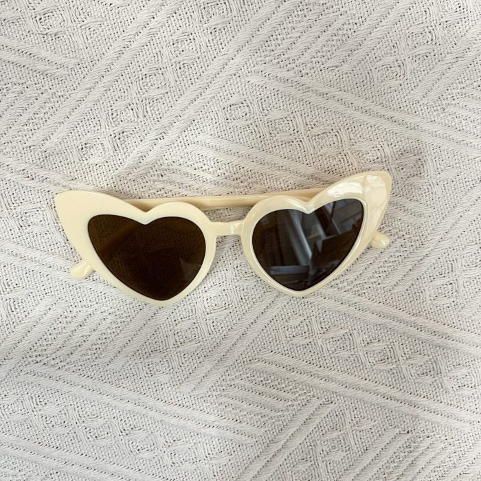 beige kids heart sunglasses