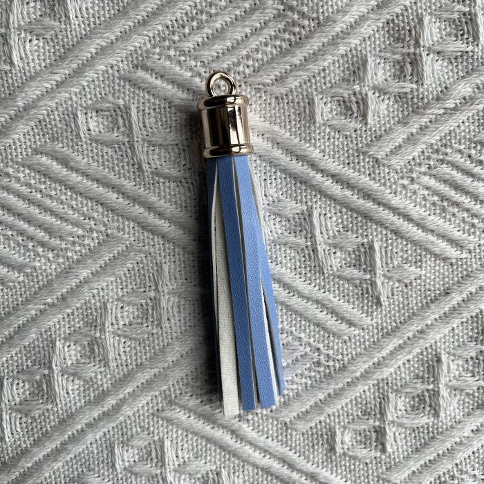 blue leather tassels