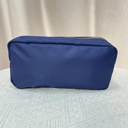 blue nylon makeup bag
