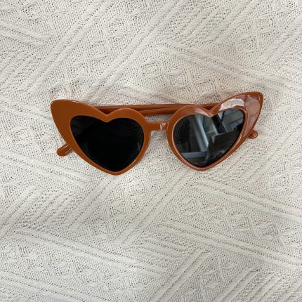 brown kids heart sunglasses